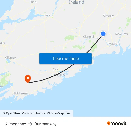 Kilmoganny to Dunmanway map