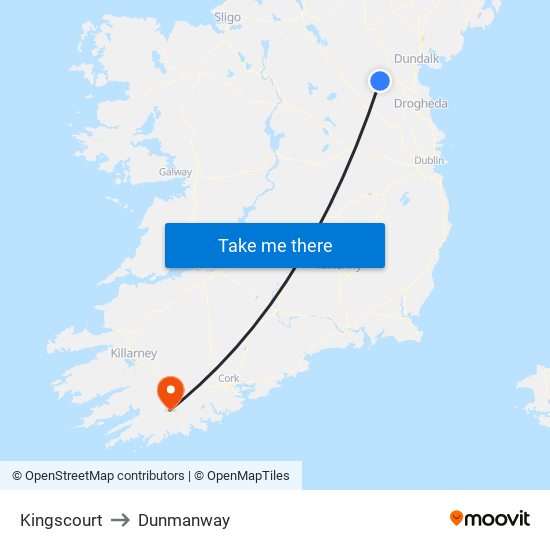 Kingscourt to Dunmanway map