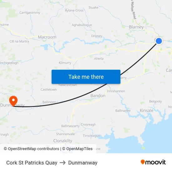 Cork St Patricks Quay to Dunmanway map