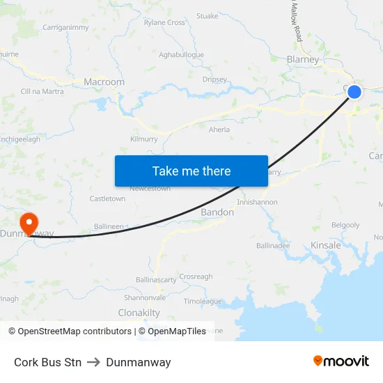Cork Bus Stn to Dunmanway map