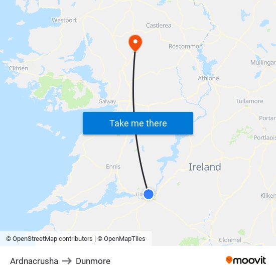 Ardnacrusha to Dunmore map