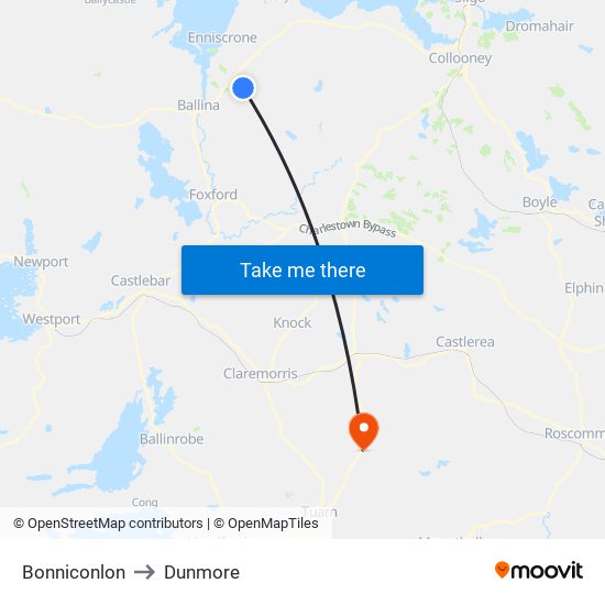 Bonniconlon to Dunmore map