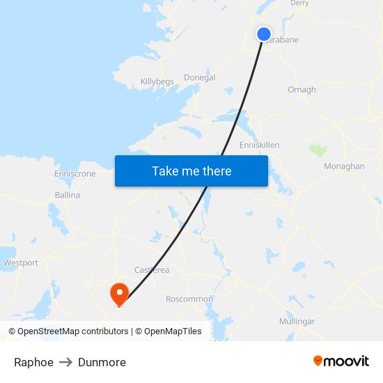 Raphoe to Dunmore map