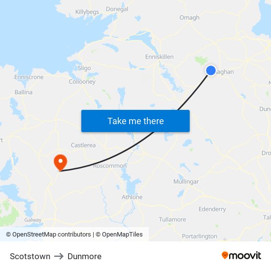 Scotstown to Dunmore map