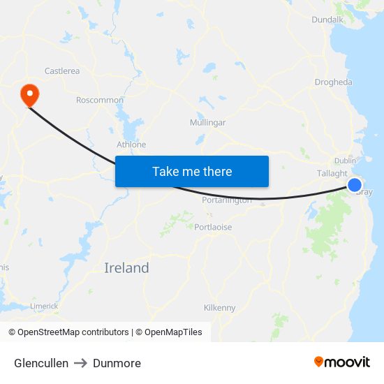 Glencullen to Dunmore map