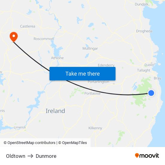 Oldtown to Dunmore map