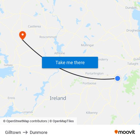 Gilltown to Dunmore map