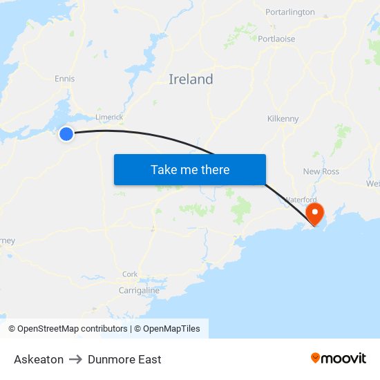 Askeaton to Dunmore East map