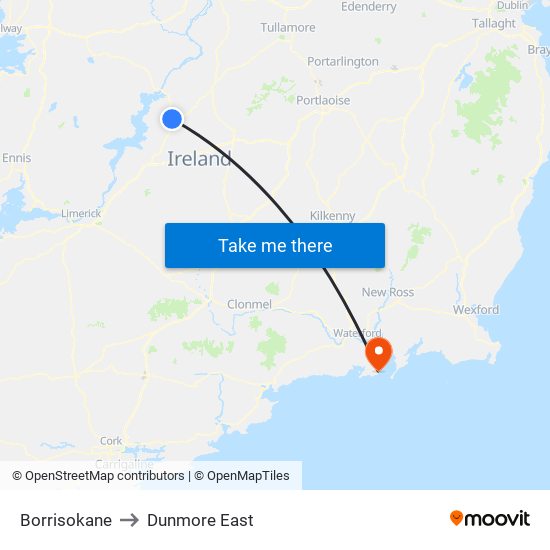 Borrisokane to Dunmore East map