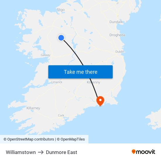 Williamstown to Dunmore East map