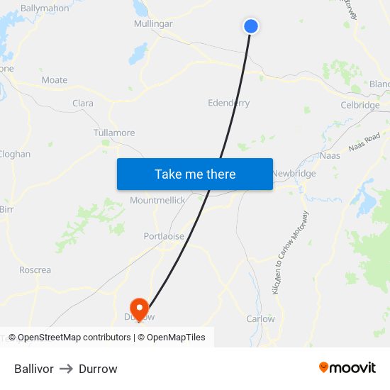 Ballivor to Durrow map