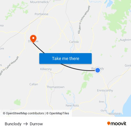 Bunclody to Durrow map