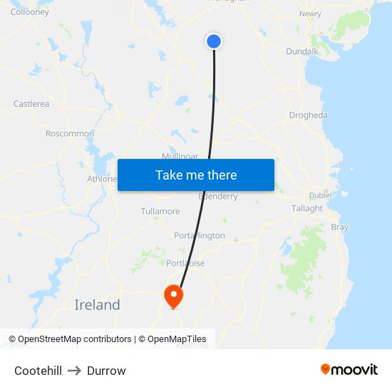 Cootehill to Durrow map