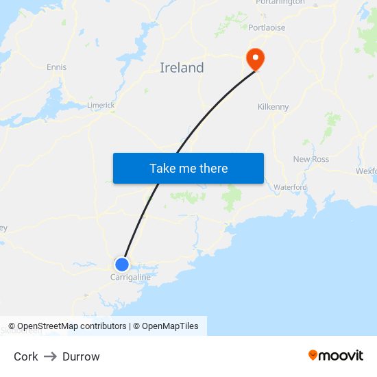 Cork to Durrow map