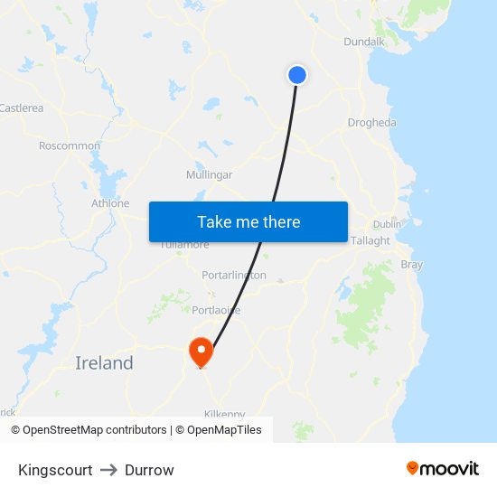 Kingscourt to Durrow map