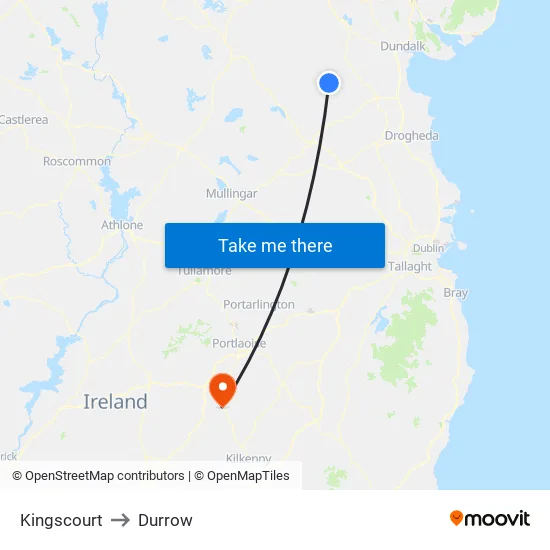 Kingscourt to Durrow map