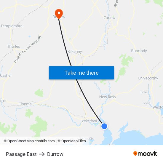 Passage East to Durrow map