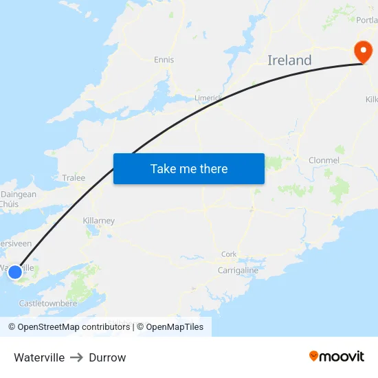 Waterville to Durrow map