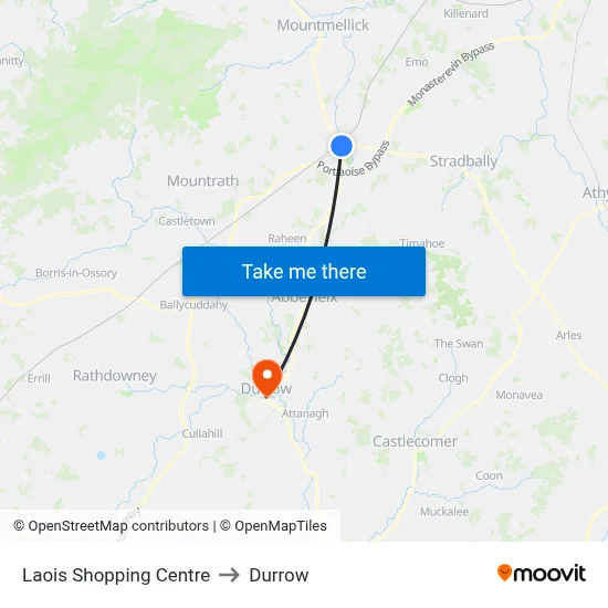 Laois Shopping Centre to Durrow map