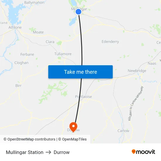 Mullingar Station to Durrow map