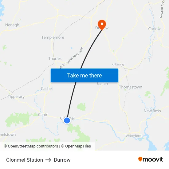 Clonmel Station to Durrow map