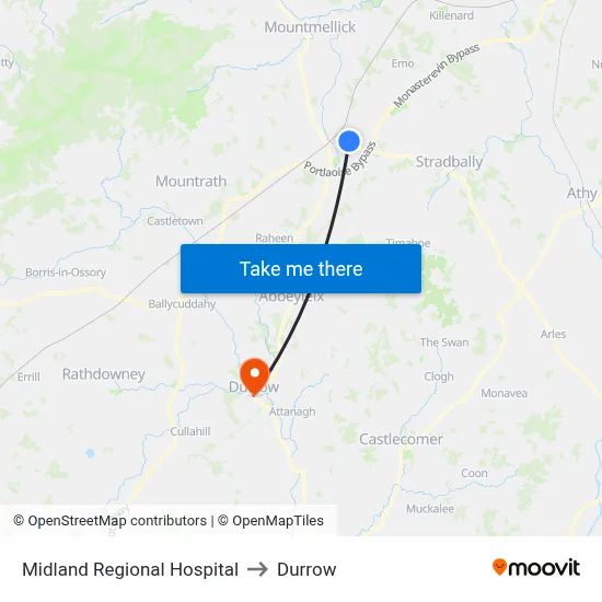 Midland Regional Hospital to Durrow map