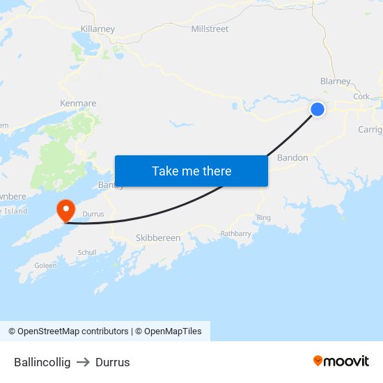 Ballincollig to Durrus map