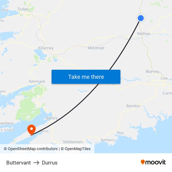 Buttervant to Durrus map