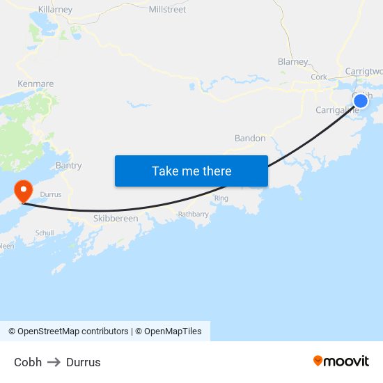 Cobh to Durrus map