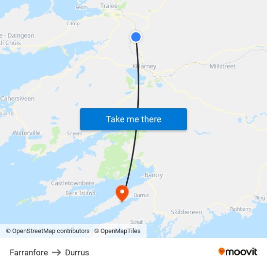 Farranfore to Durrus map