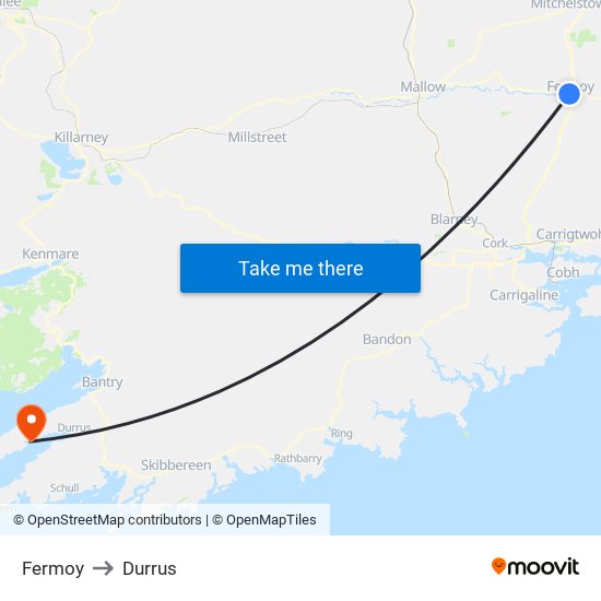 Fermoy to Durrus map