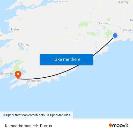 Kilmacthomas to Durrus map