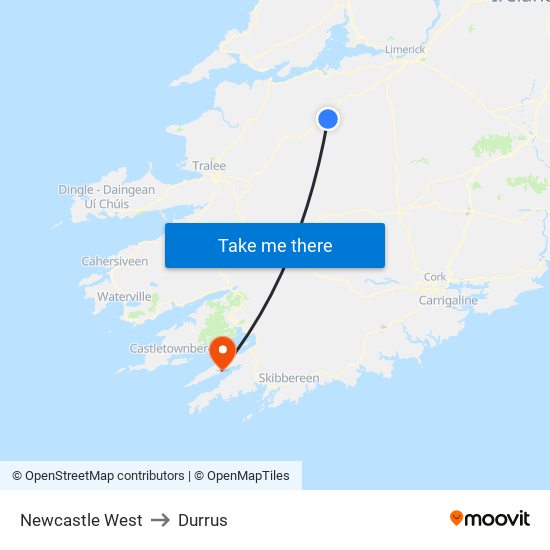 Newcastle West to Durrus map