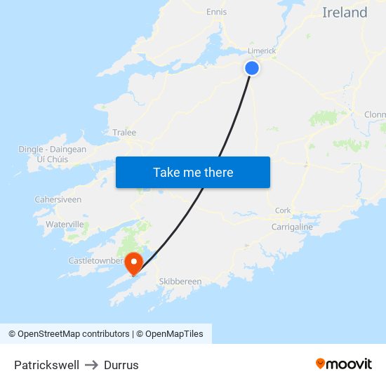 Patrickswell to Durrus map