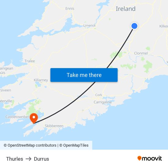 Thurles to Durrus map