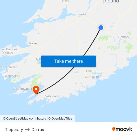 Tipperary to Durrus map