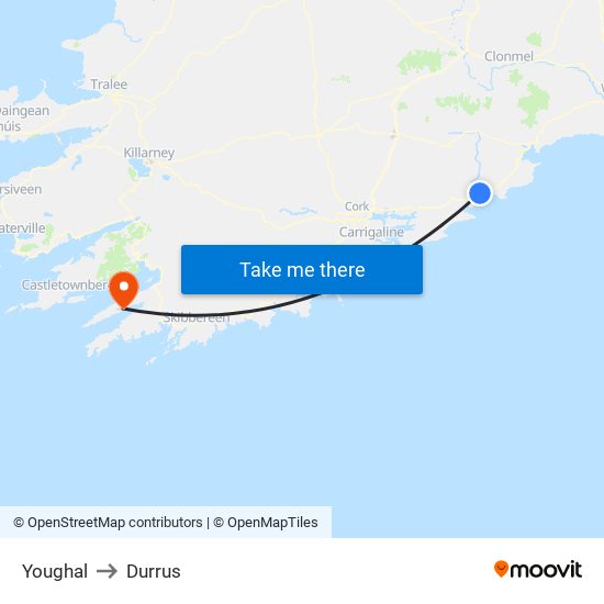 Youghal to Durrus map