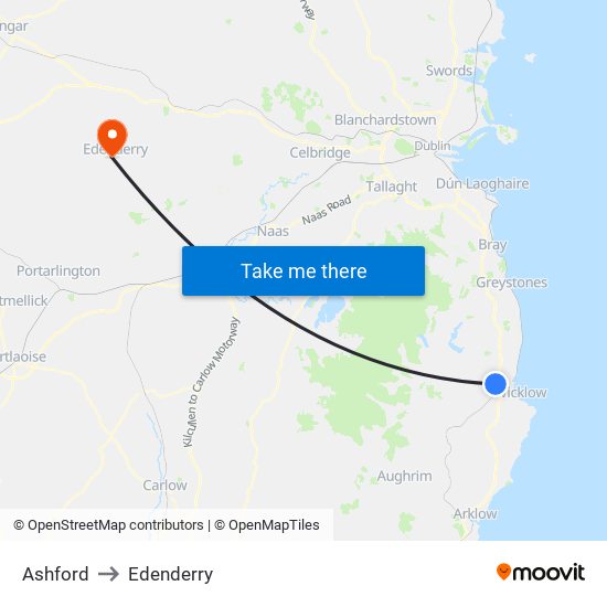 Ashford to Edenderry map
