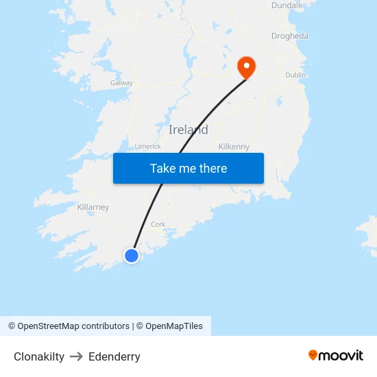 Clonakilty to Edenderry map