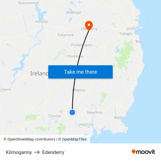 Kilmoganny to Edenderry map
