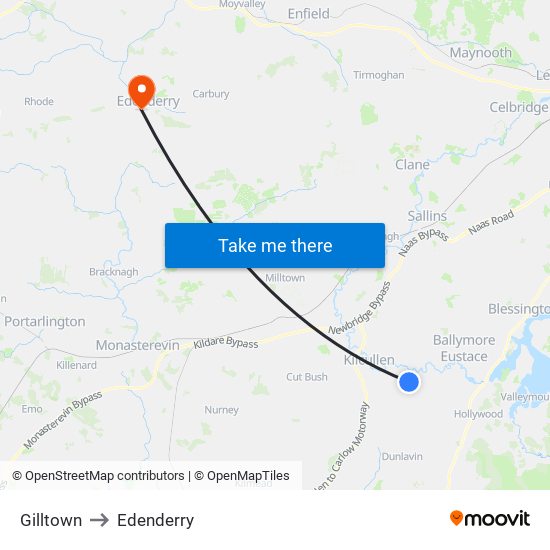 Gilltown to Edenderry map