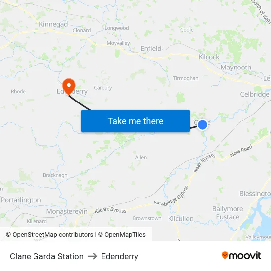 Clane Garda Station to Edenderry map
