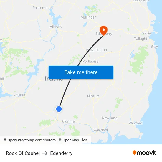 Rock Of Cashel to Edenderry map