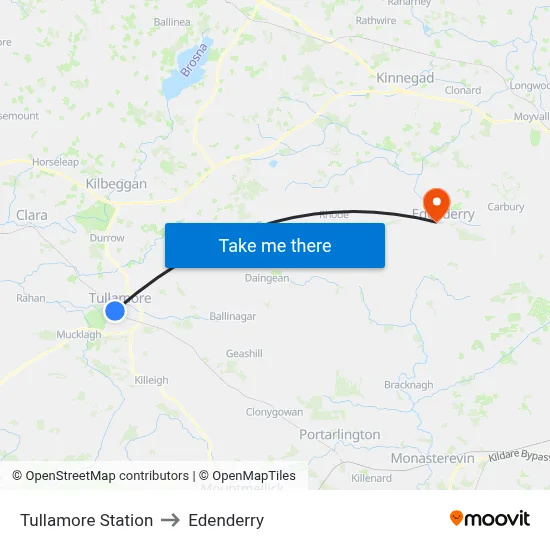 Tullamore Station to Edenderry map