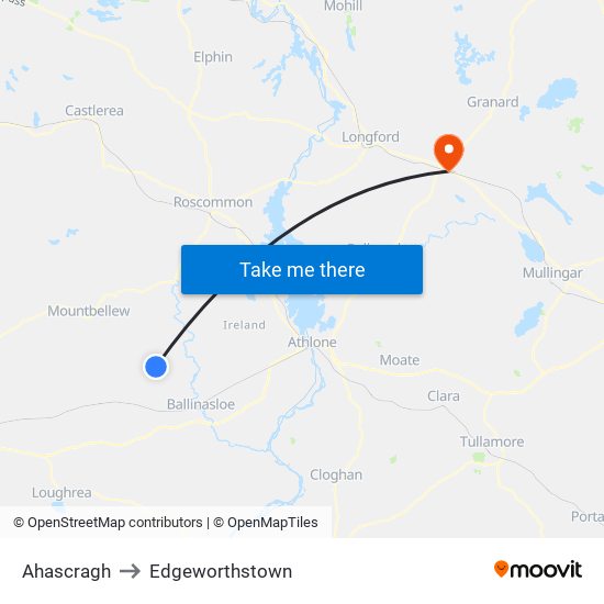 Ahascragh to Edgeworthstown map