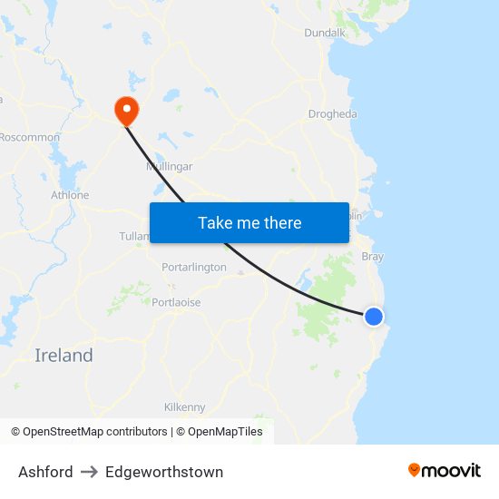 Ashford to Edgeworthstown map