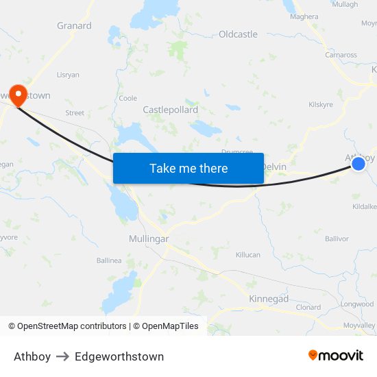 Athboy to Edgeworthstown map