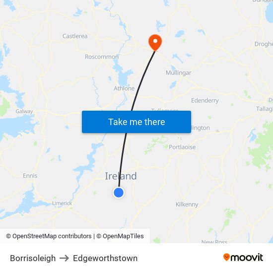 Borrisoleigh to Edgeworthstown map