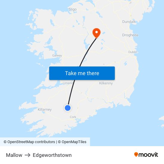 Mallow to Edgeworthstown map