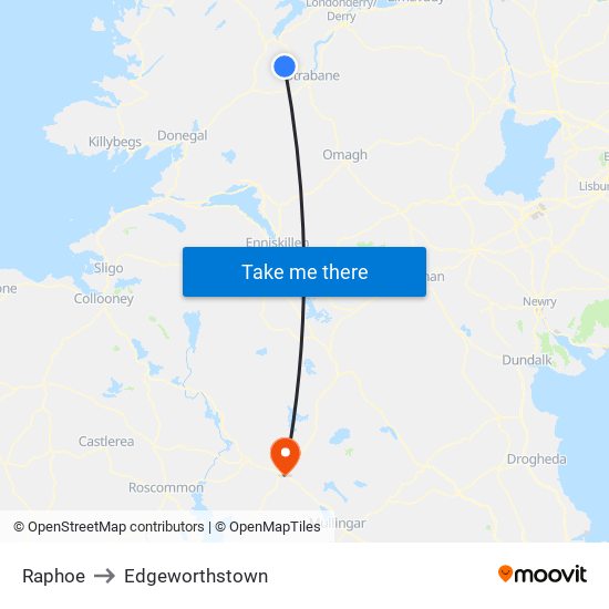 Raphoe to Edgeworthstown map